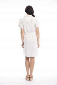 Linen Blend Dress Collar Buttonthrough