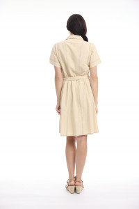 Linen Blend Dress Collar Buttonthrough