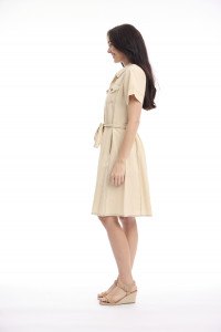 Linen Blend Dress Collar Buttonthrough