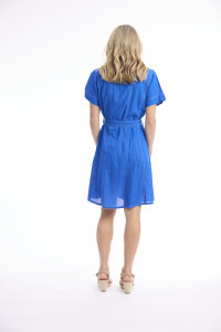 Linen Blend Dress Collar Buttonthrough