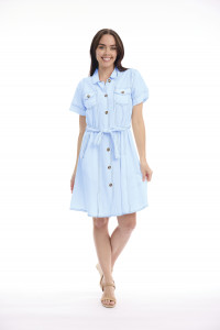 Linen Blend Dress Collar Buttonthrough