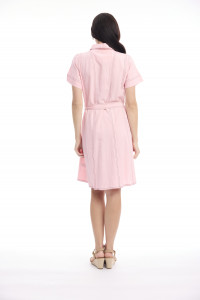 Linen Blend Dress Collar Buttonthrough