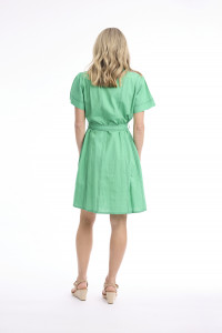Linen Blend Dress Collar Buttonthrough
