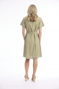 Linen Blend Dress Collar Buttonthrough