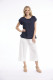 Linen Blend Top Rolled Neckline