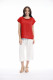 Linen Blend Top Rolled Neckline