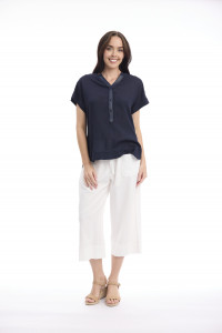 Linen Blend Top Vneck