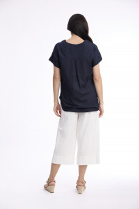 Linen Blend Top Vneck