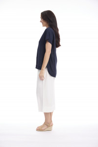 Linen Blend Top Vneck