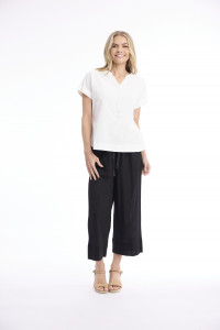 Linen Blend Top Vneck