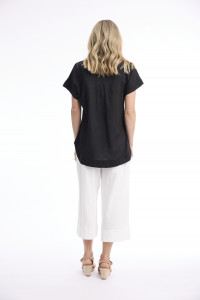 Linen Blend Top Vneck