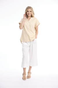 Linen Blend Top Vneck
