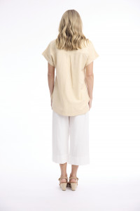 Linen Blend Top Vneck