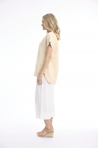 Linen Blend Top Vneck