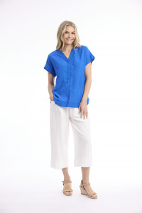 Linen Blend Top Vneck