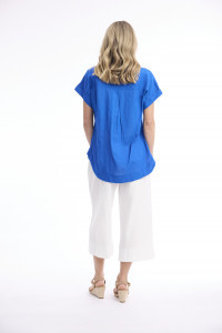 Linen Blend Top Vneck