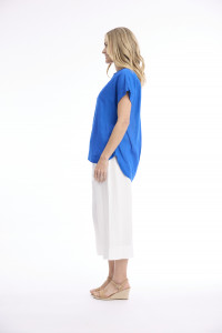Linen Blend Top Vneck