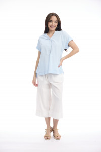 Linen Blend Top Vneck