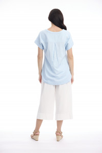 Linen Blend Top Vneck