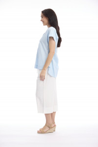 Linen Blend Top Vneck