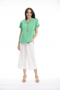 Linen Blend Top Vneck