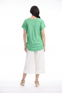 Linen Blend Top Vneck
