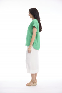 Linen Blend Top Vneck