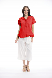 Linen Blend Top Vneck