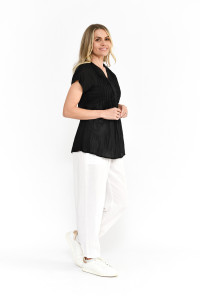 Kayla Solid Cotton Blouse Short Sleeve