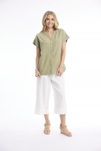 Linen Blend Top Vneck