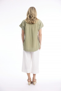 Linen Blend Top Vneck