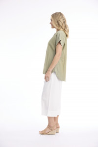 Linen Blend Top Vneck