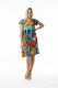 Printed Cotton Dress Shift Flair Crew