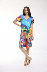 Dress Contemporary Short Sleeve V