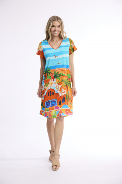 Dress Contemporary Short Sleeve V