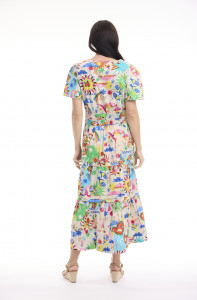 Camellias Dress Maxi Short Sleeve
