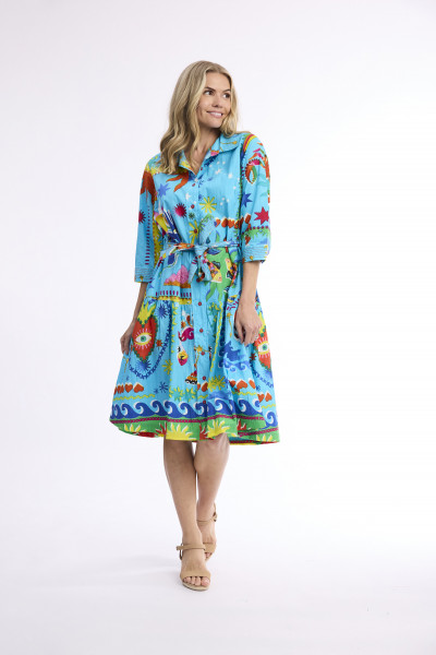 Camellias Dress Collar Tie Waist