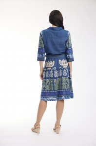 Liberte Blue Dress Collar Tie Waist