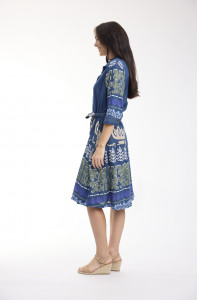 Liberte Blue Dress Collar Tie Waist