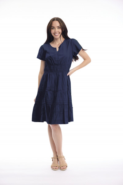 Poplin Dress Short Ruched