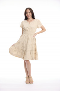 Poplin Dress Short Ruched