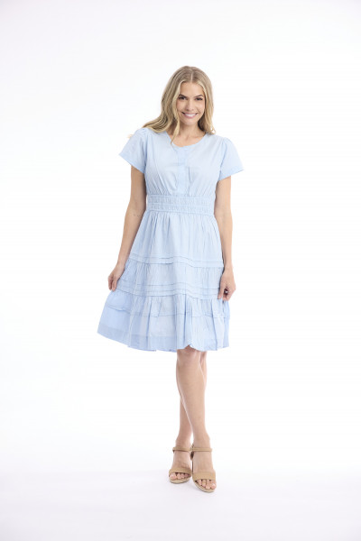 Poplin Dress Short Ruched