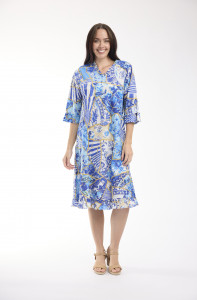 50yrs Oriental Dress Bias V Neck Frill
