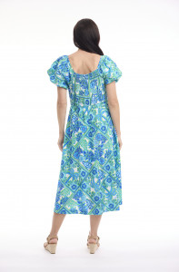 Vieux Port Dress Puff Sleeve Deep V