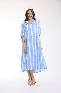 Stripe Dress Long Buttonthrough