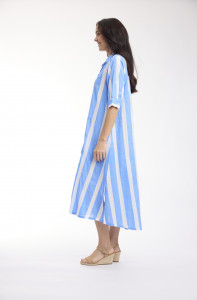 Stripe Dress Long Buttonthrough