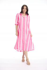 Stripe Dress Long Buttonthrough