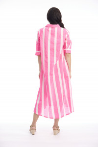 Stripe Dress Long Buttonthrough