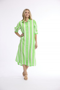 Stripe Dress Long Buttonthrough