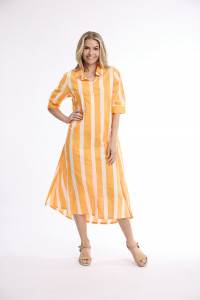 Stripe Dress Long Buttonthrough